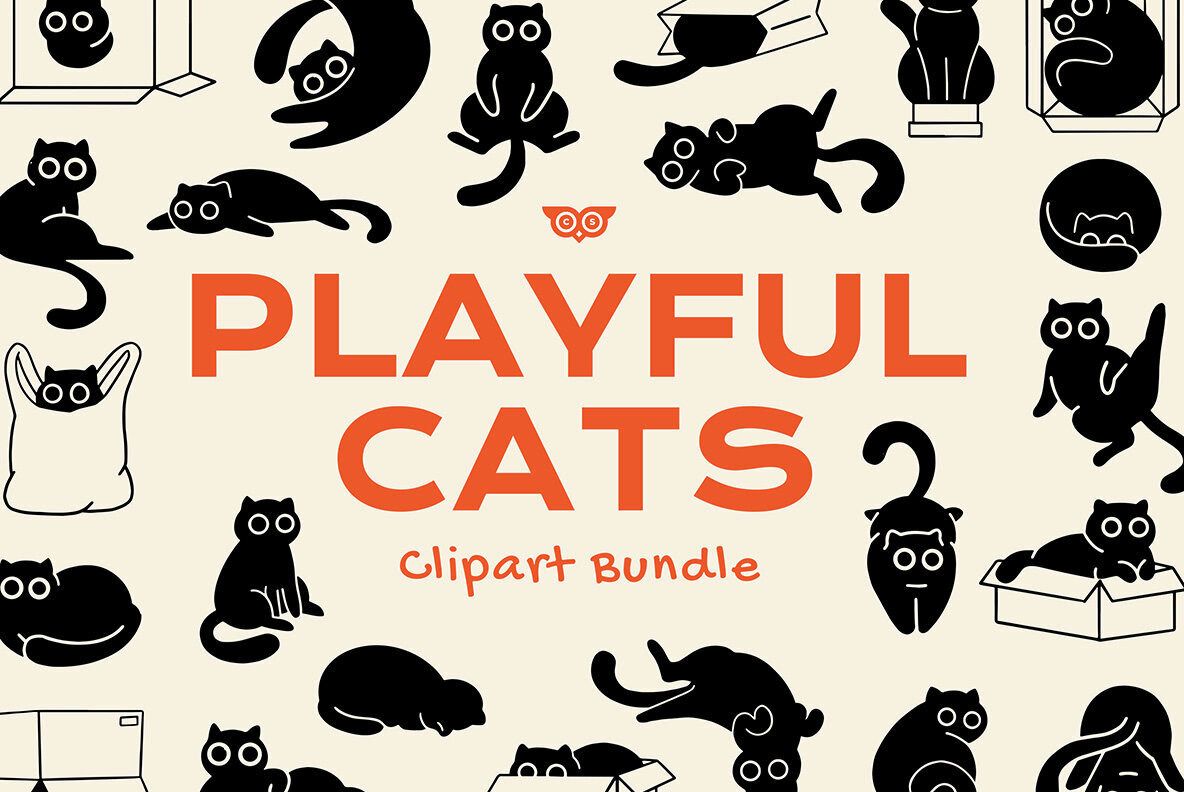 Playful Cats Clipart Bundle 1
