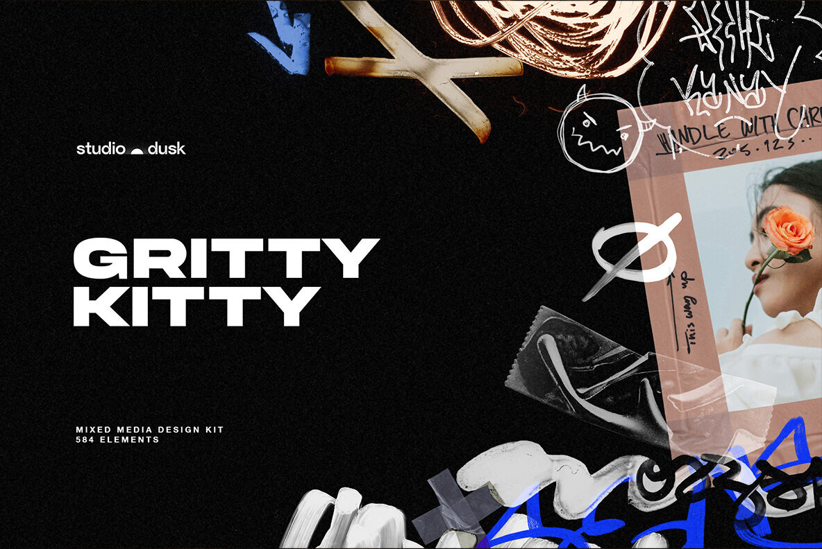 Gritty Kitty Grunge design kit 1