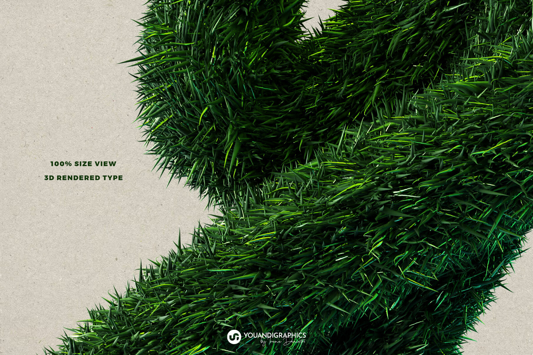 Green Meadow 3D Font and Letters 3