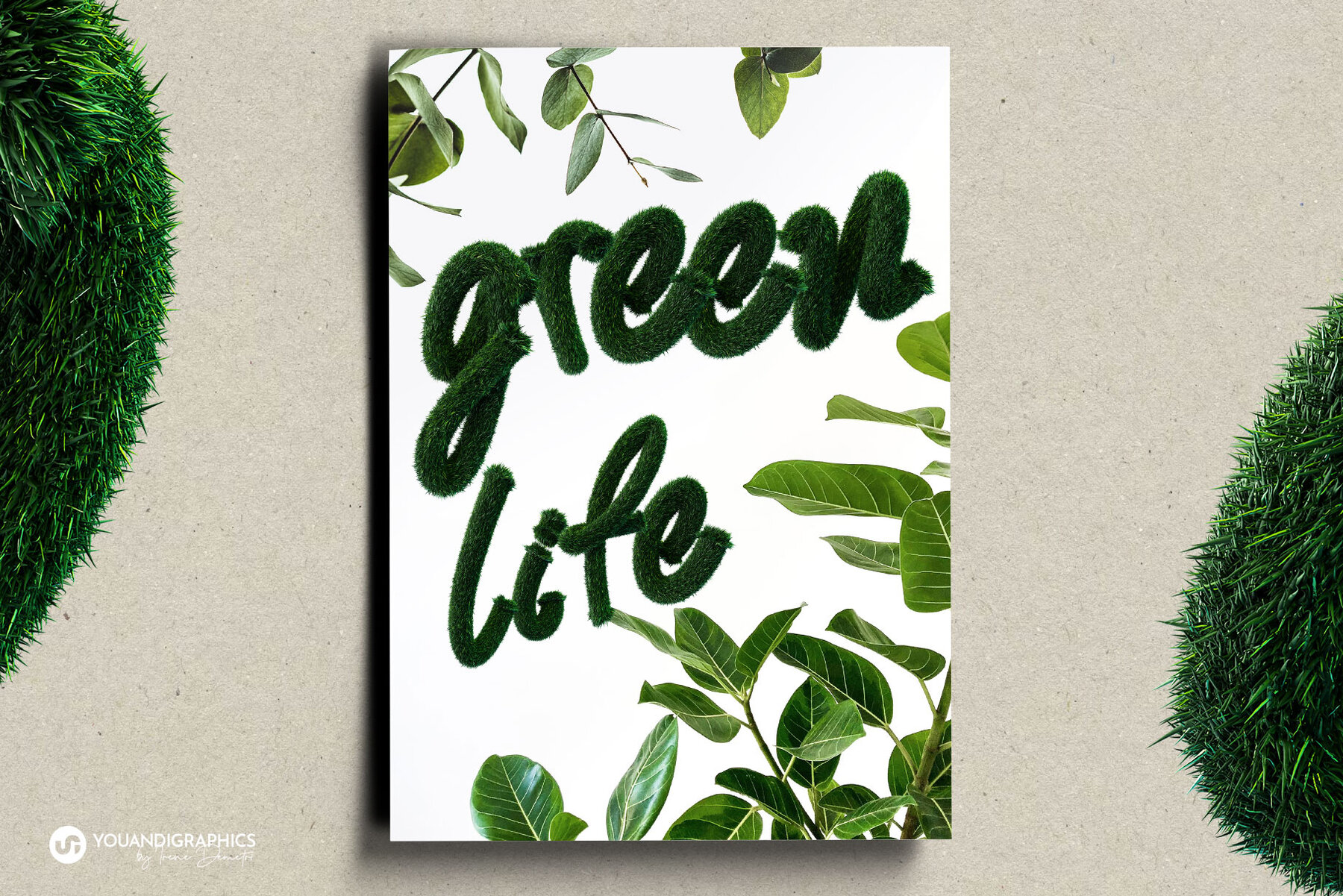 Green Meadow 3D Font and Letters 8