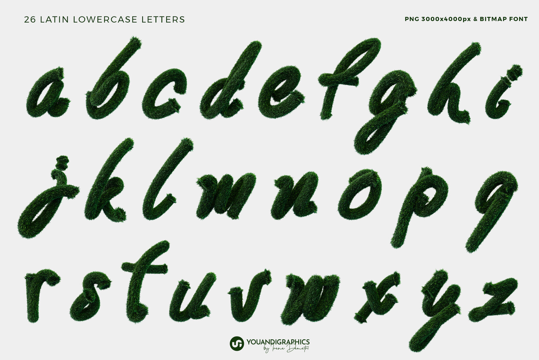 Green Meadow 3D Font and Letters 10