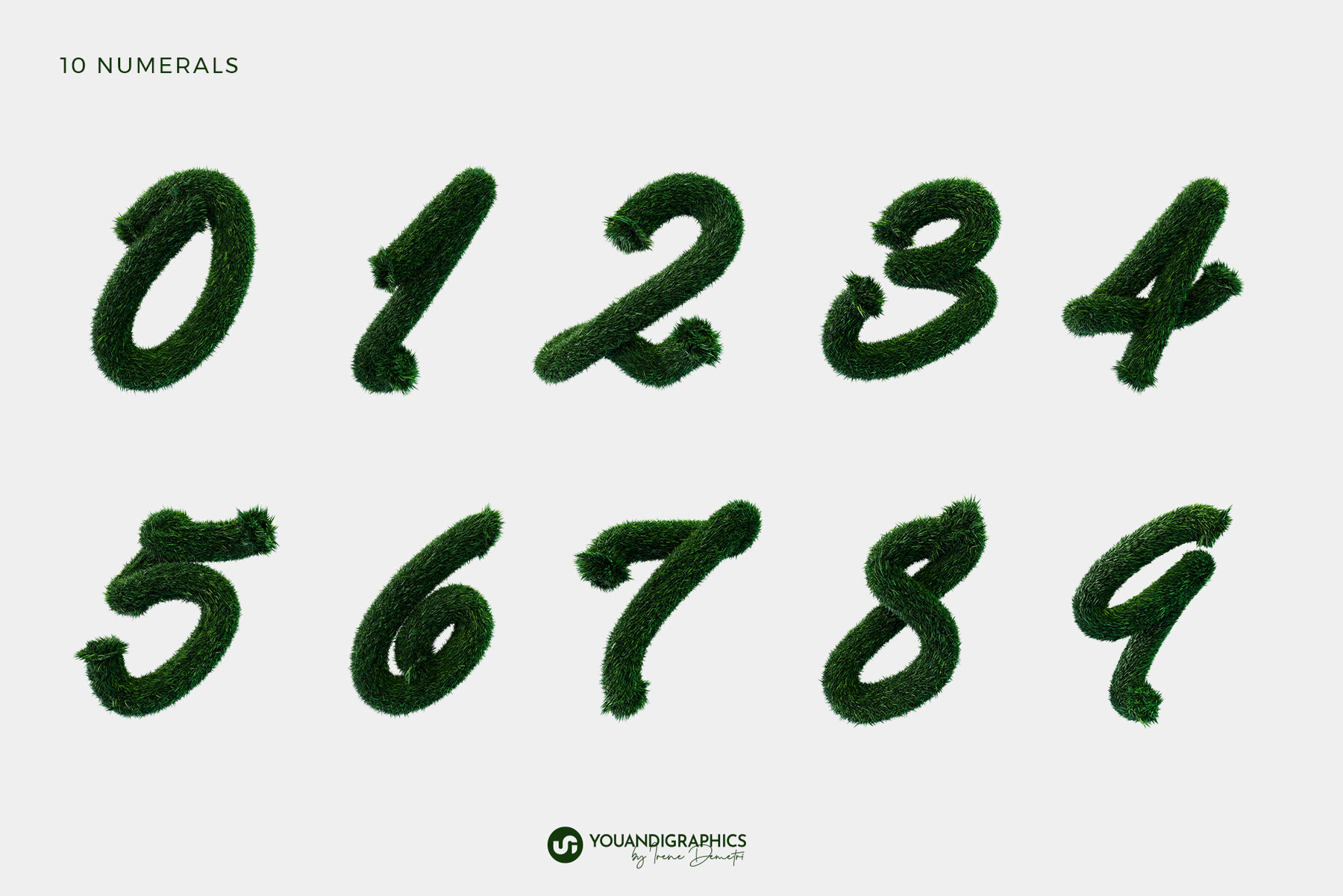 Green Meadow 3D Font and Letters 11