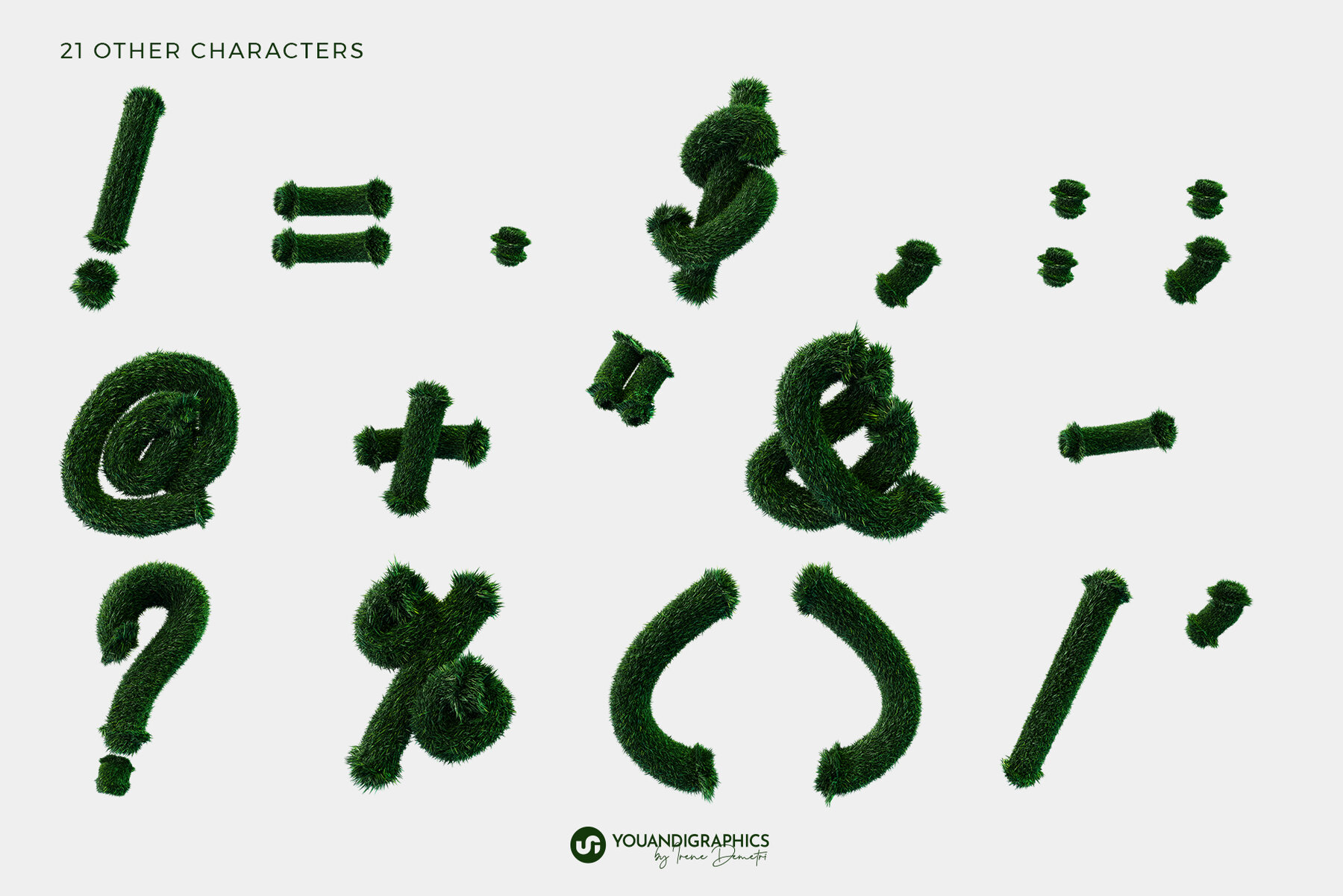 Green Meadow 3D Font and Letters 12