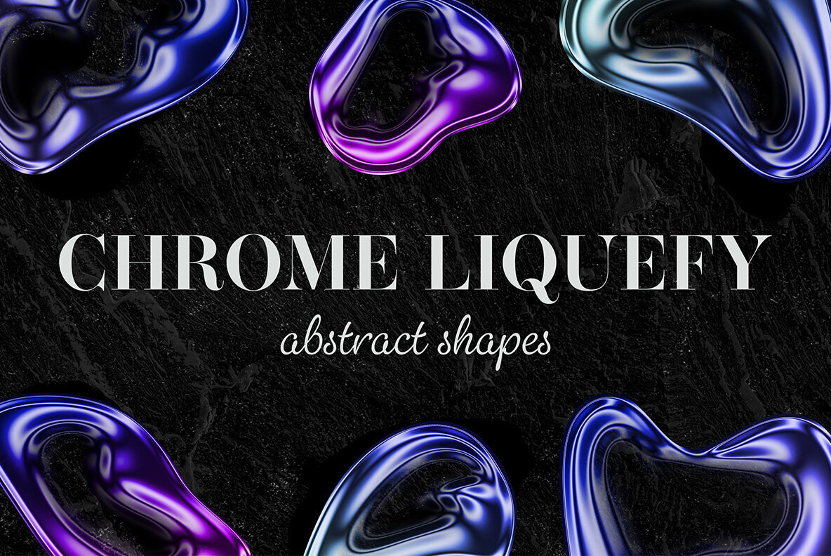 Chrome Liquefy Abstract Shapes 1