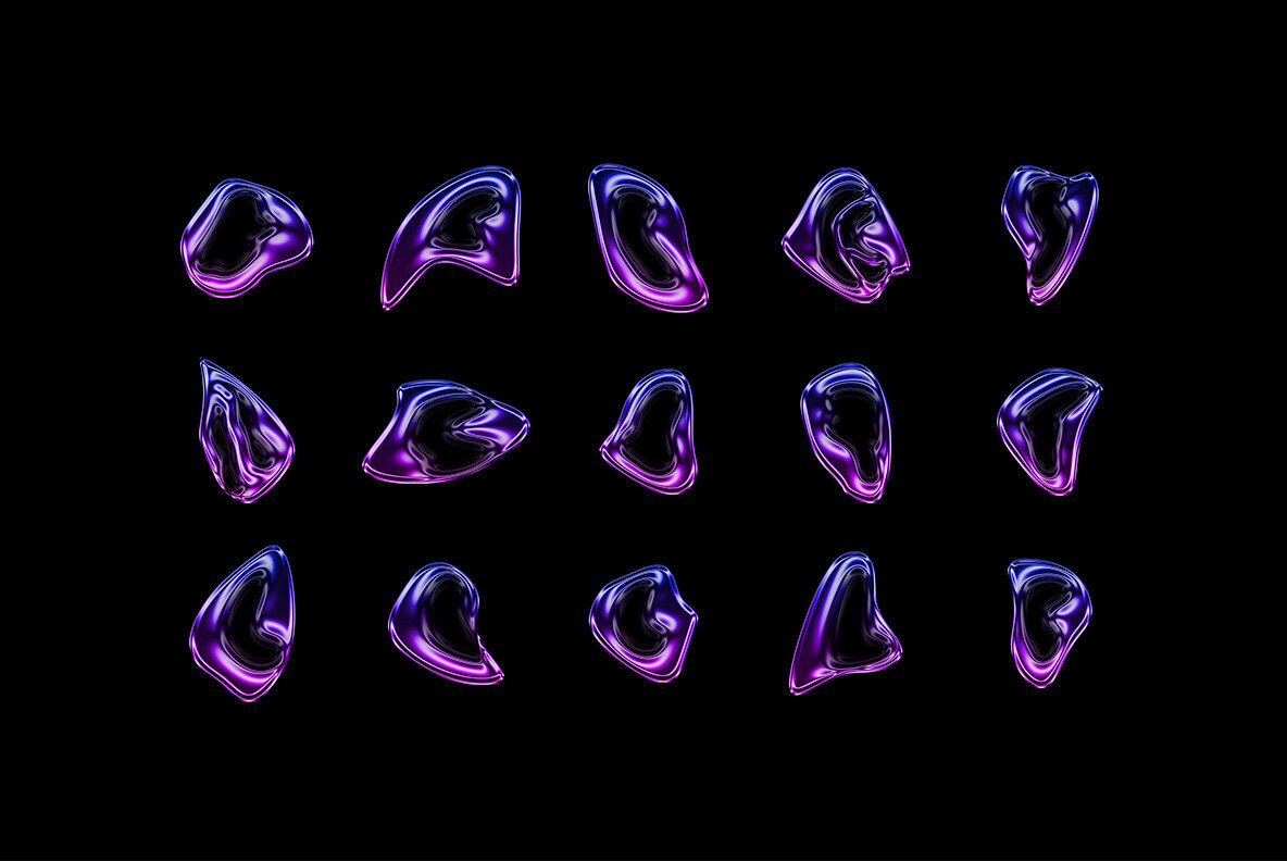 Chrome Liquefy Abstract Shapes 2