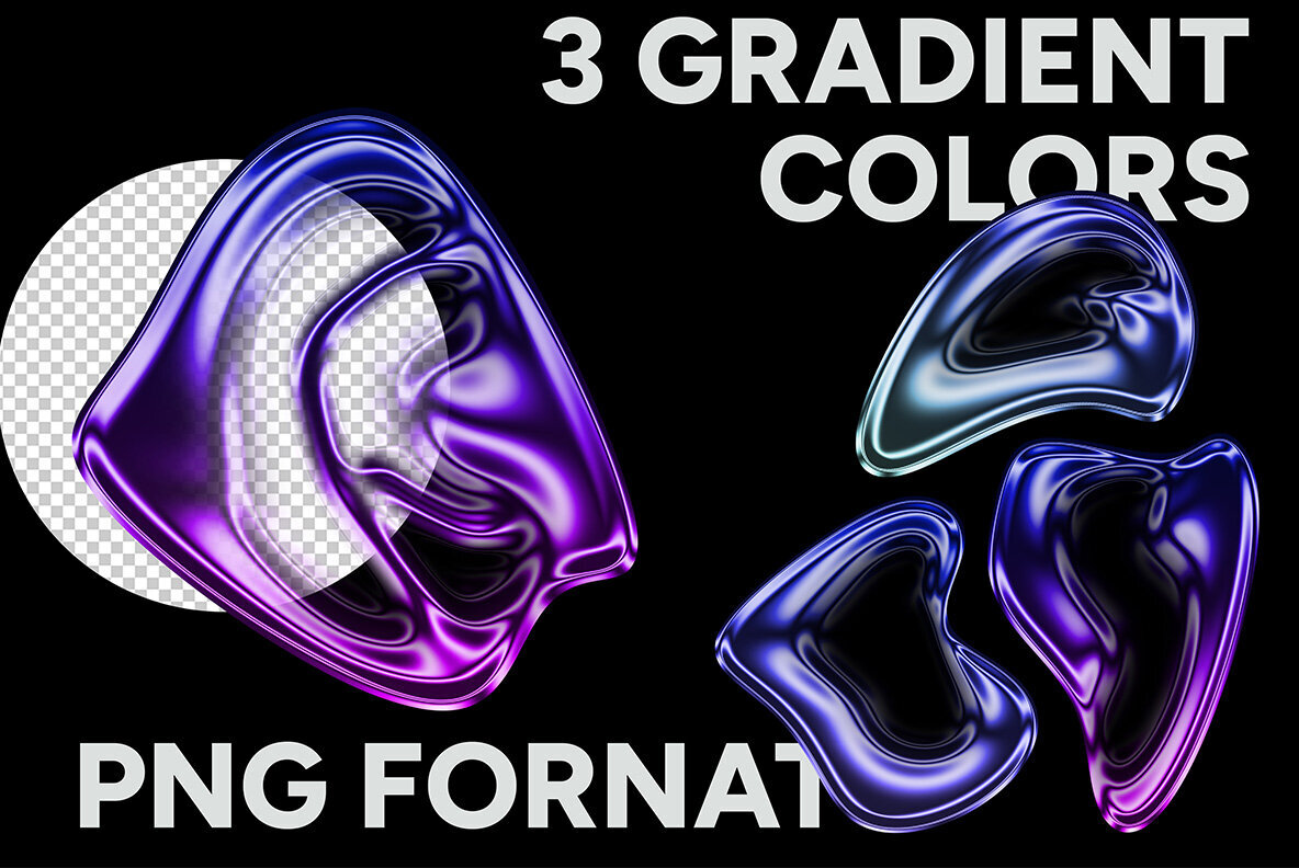 Chrome Liquefy Abstract Shapes 3