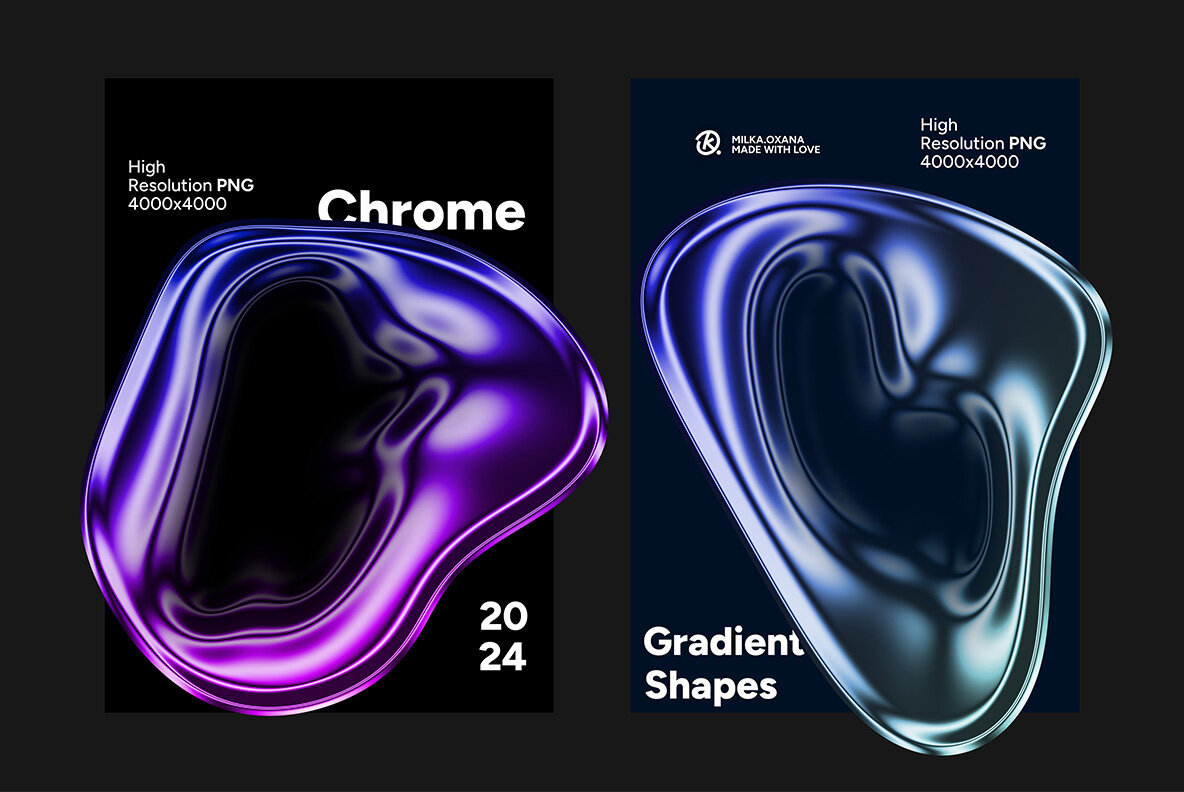 Chrome Liquefy Abstract Shapes 5