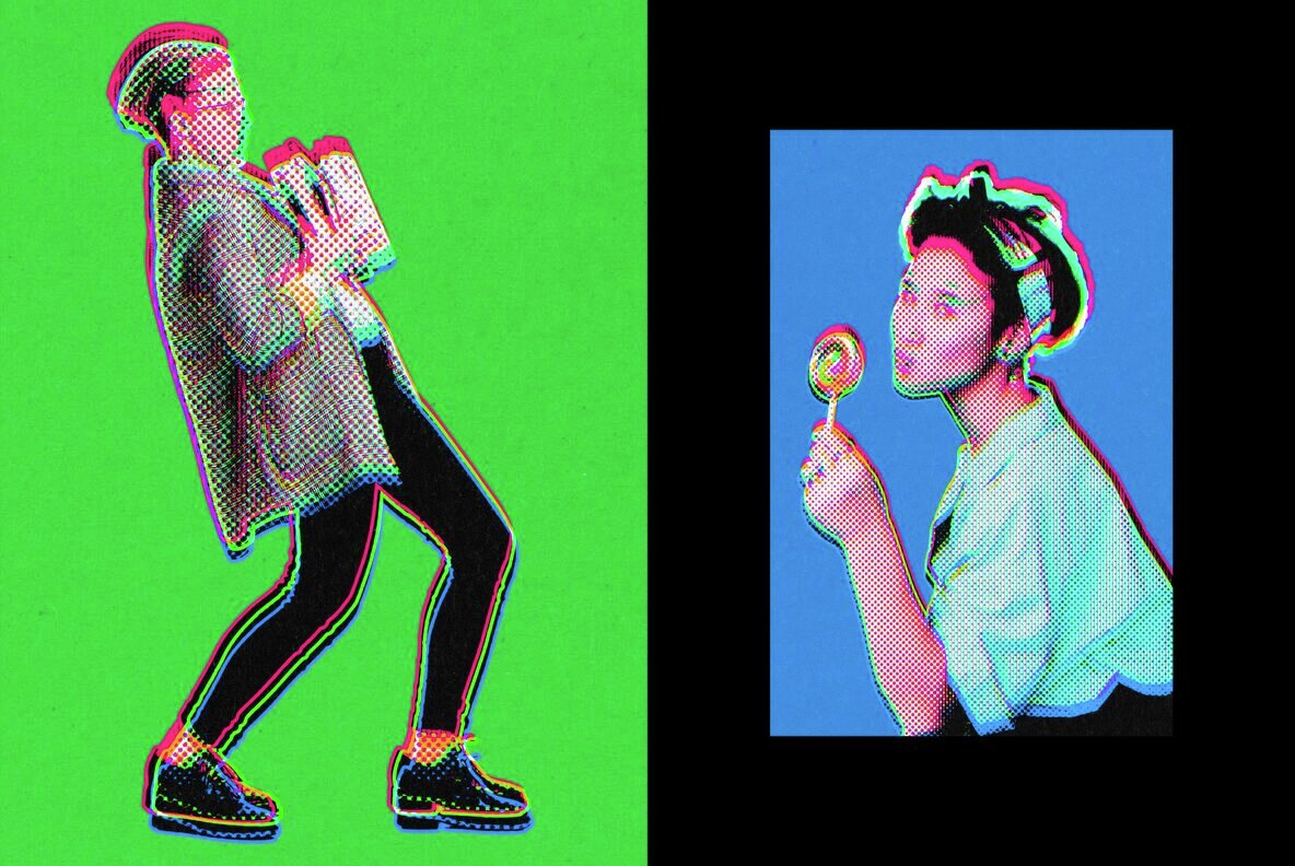 Trippy Halftone Outline Photo Effect 5