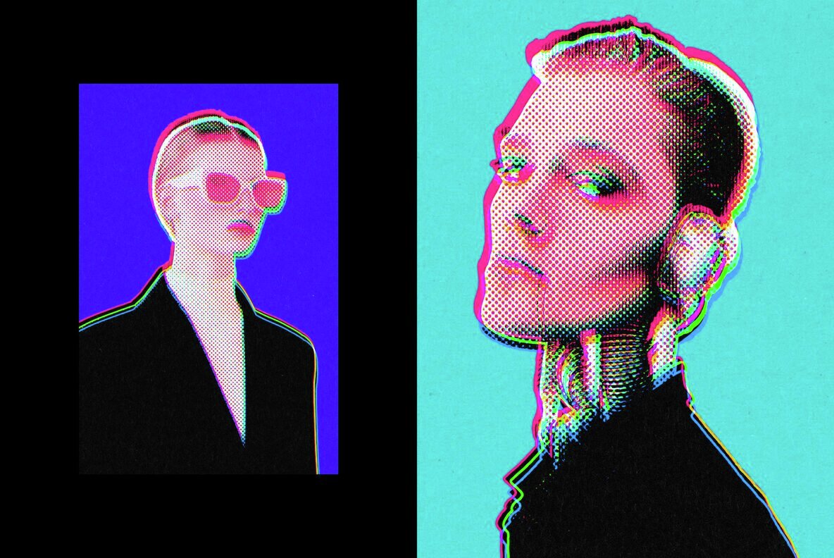 Trippy Halftone Outline Photo Effect 7