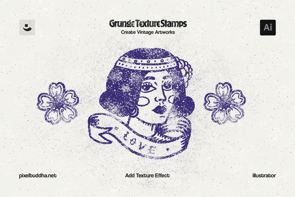 Grunge Texture Stamp Illustrator Brushes 7