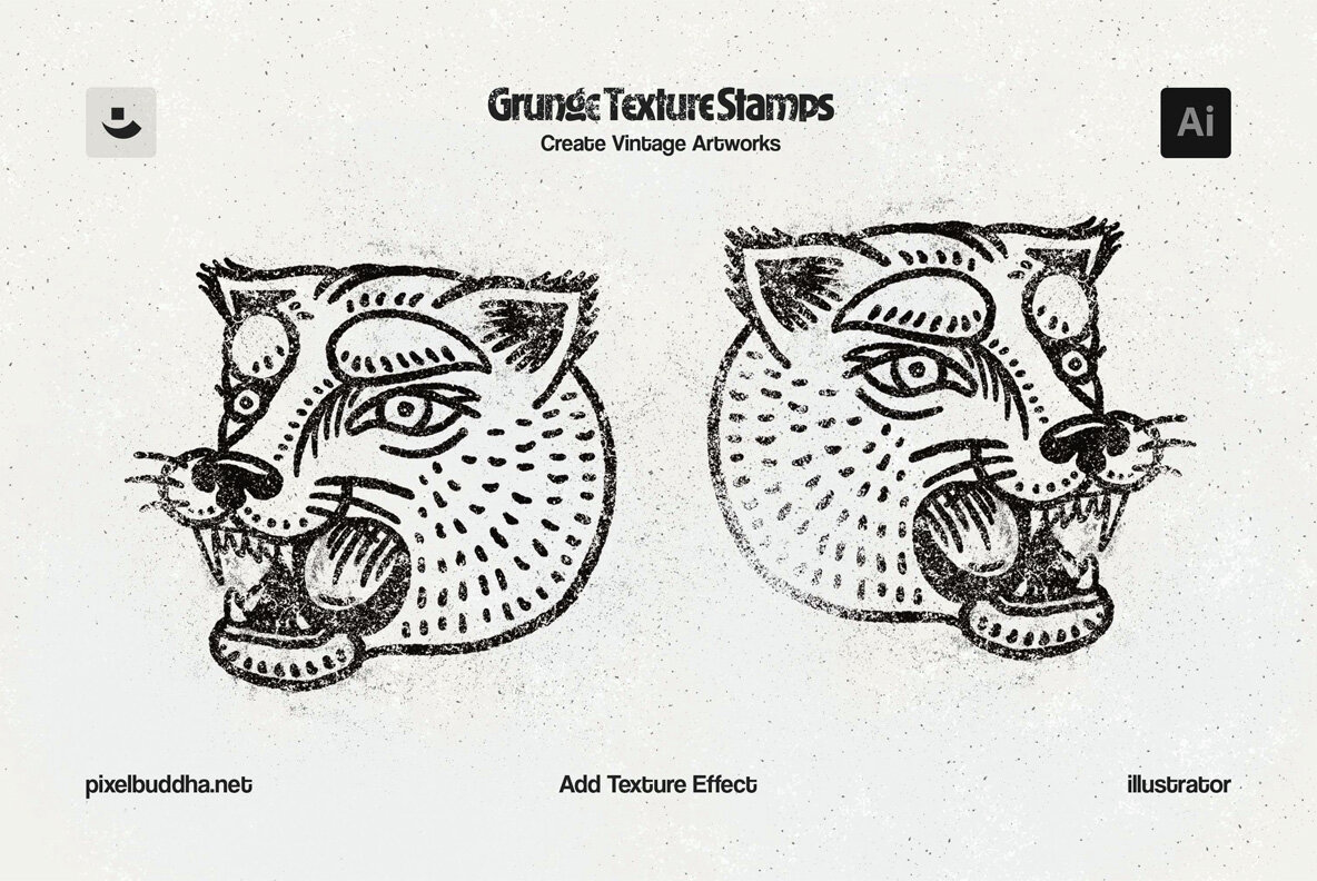 Grunge Texture Stamp Illustrator Brushes 8