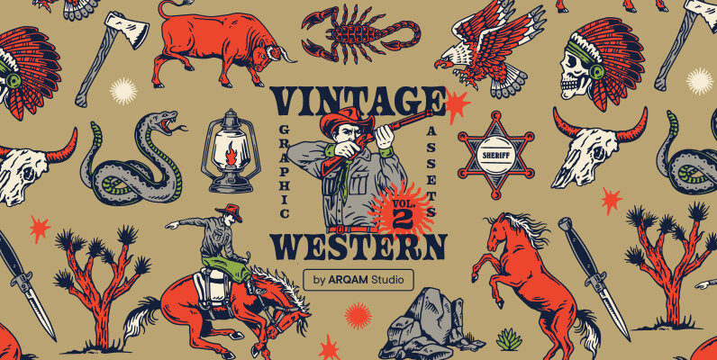 Vintage Western Graphic Assets Vol 2