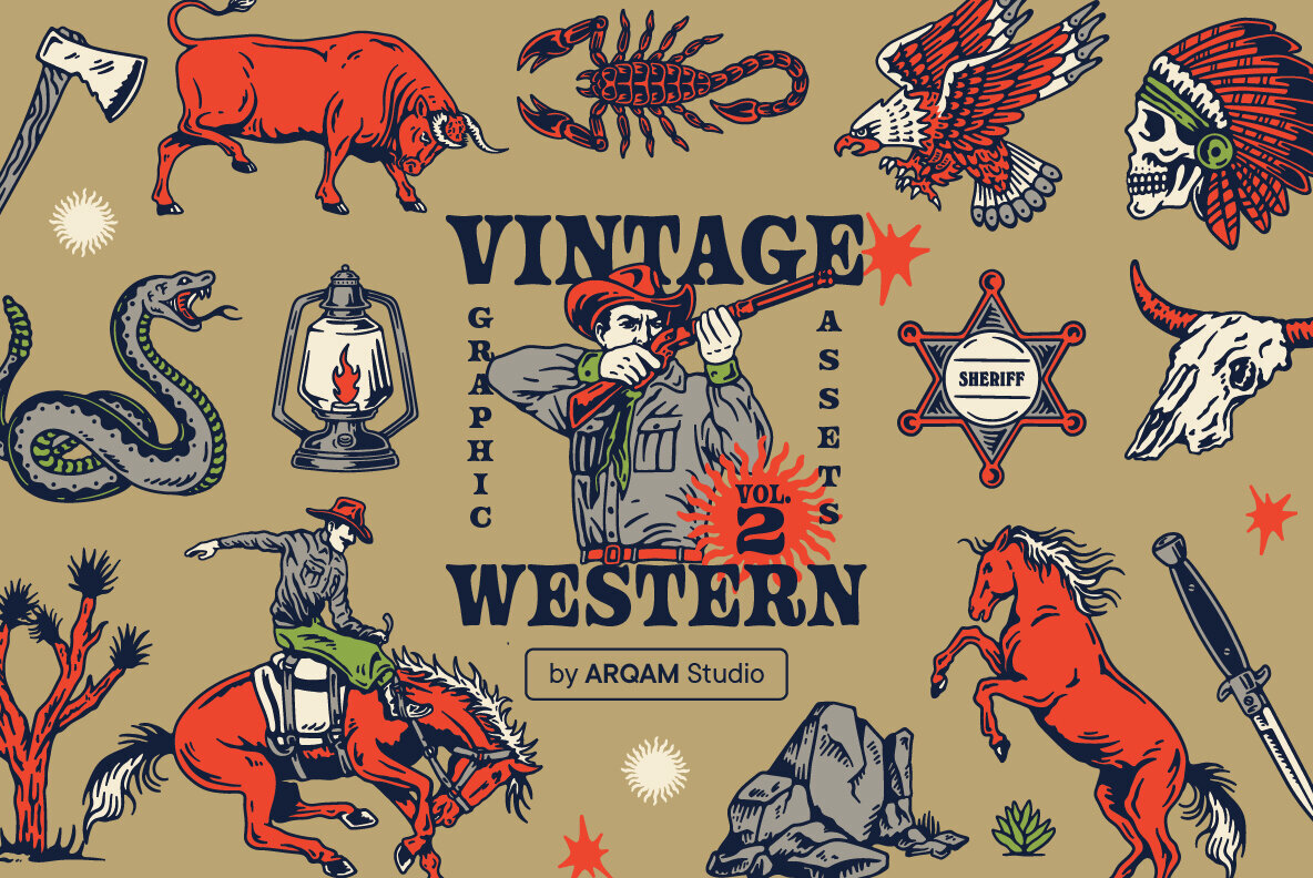 Vintage Western Graphic Assets Vol 2 1