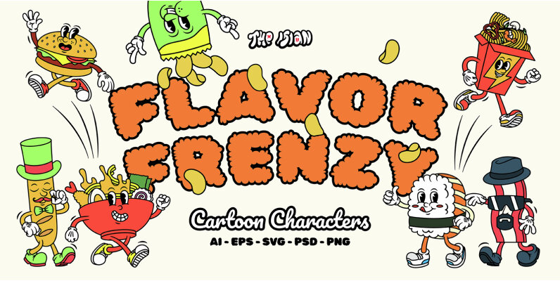Flavor Frenzy Cartoon Characters