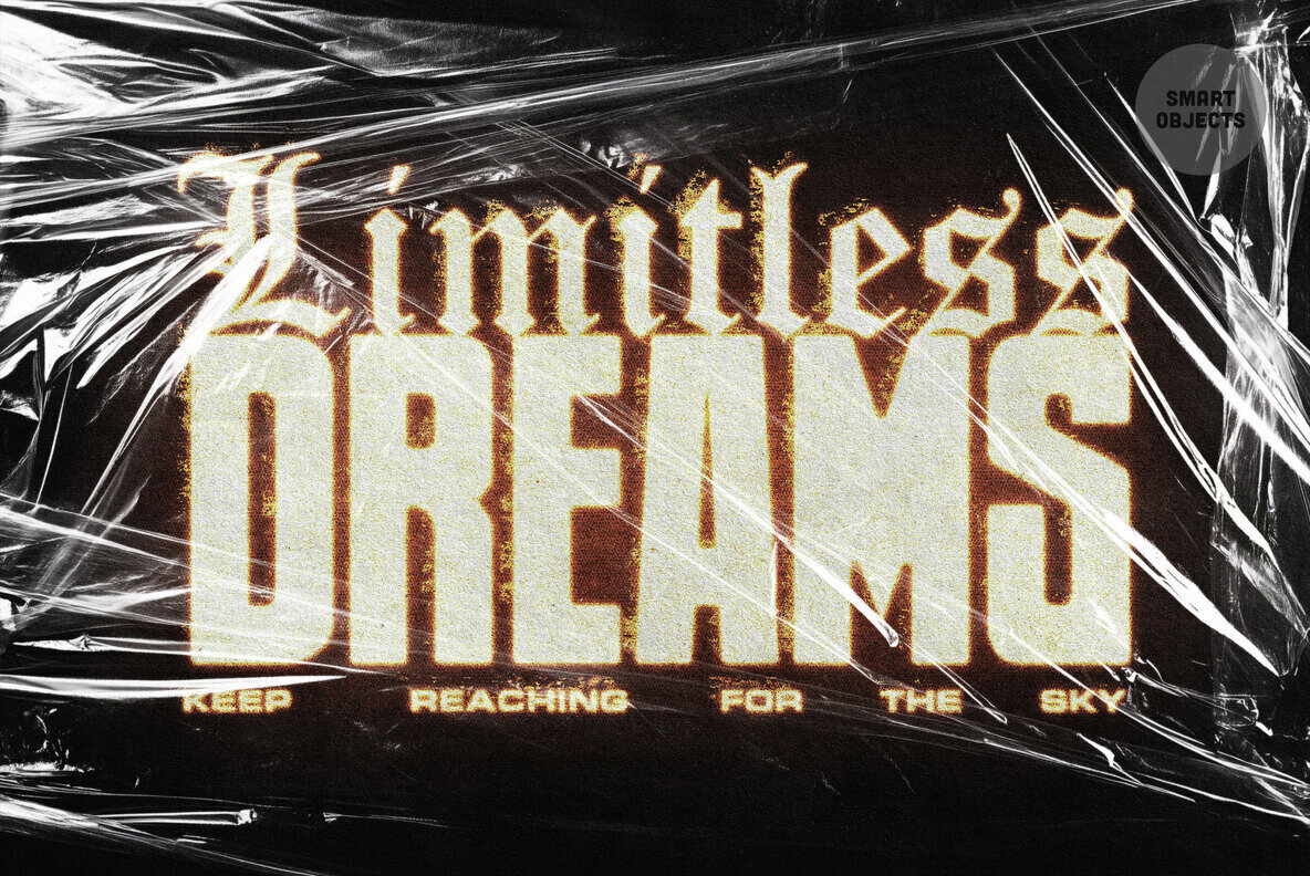 Grunge Plastic Wrap Text and Logo Effect 1