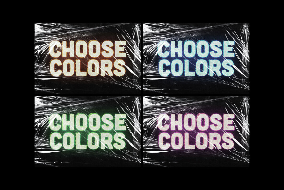 Grunge Plastic Wrap Text and Logo Effect 2