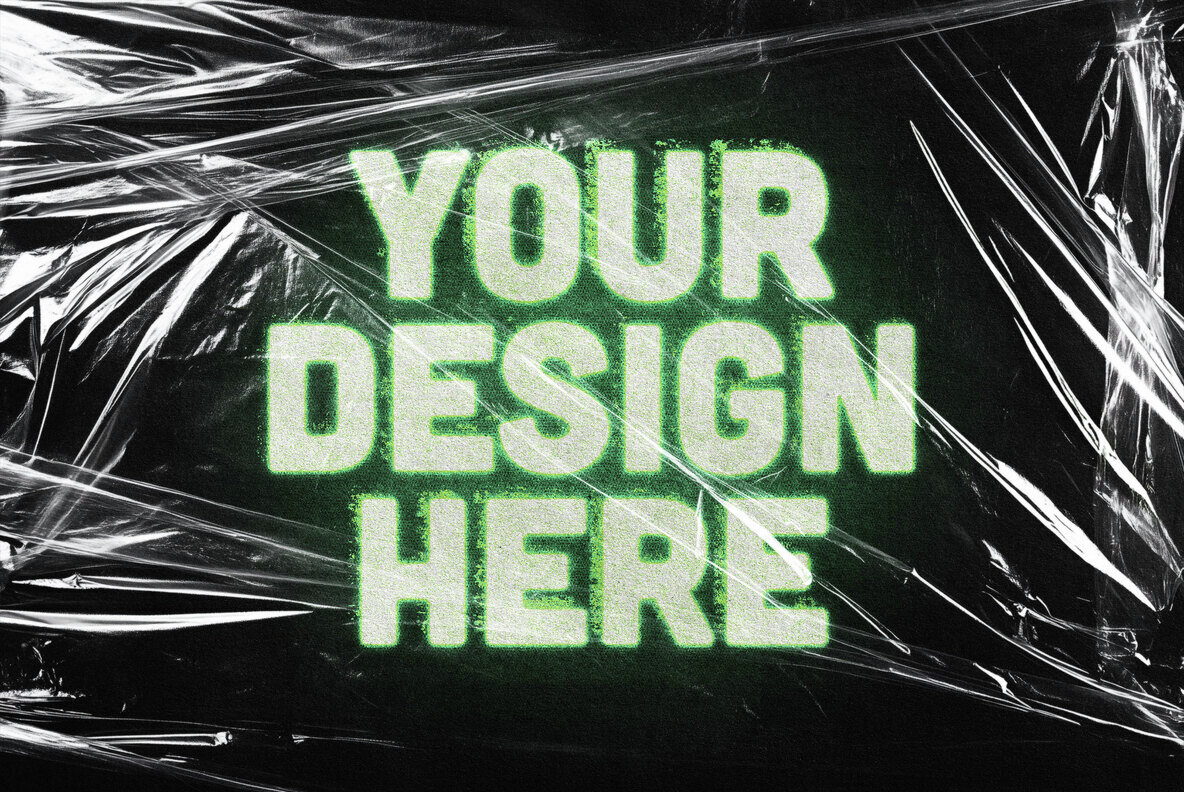 Grunge Plastic Wrap Text and Logo Effect 4