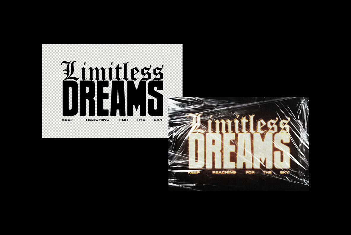 Grunge Plastic Wrap Text and Logo Effect 5