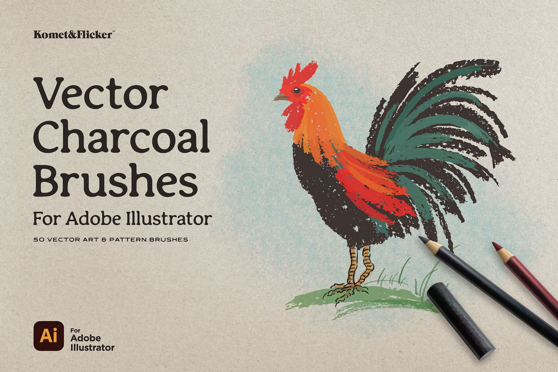 Vector Charcoal Brushes for Illustrator 1