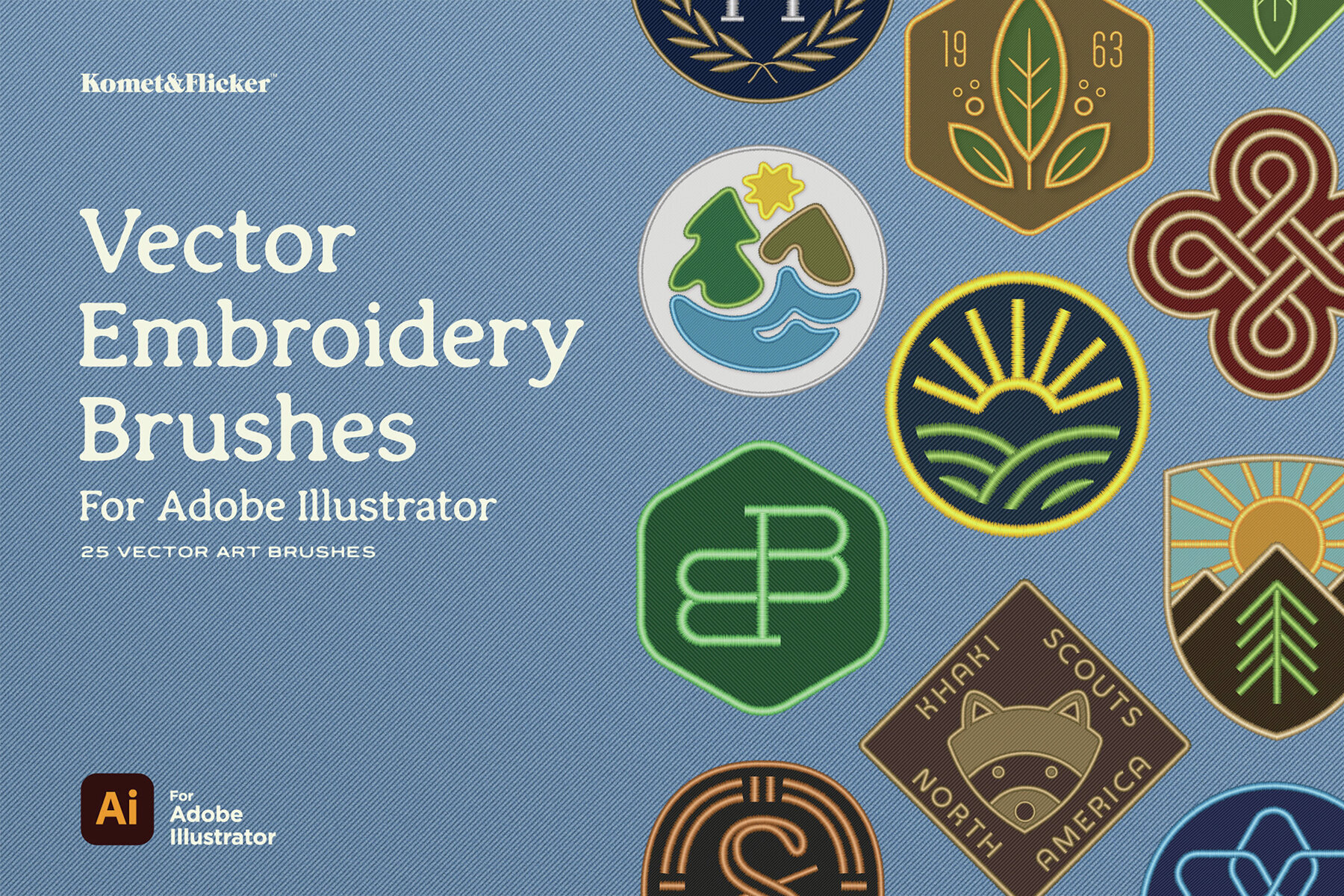 Vector Embroidery Brushes for Illustrator 1