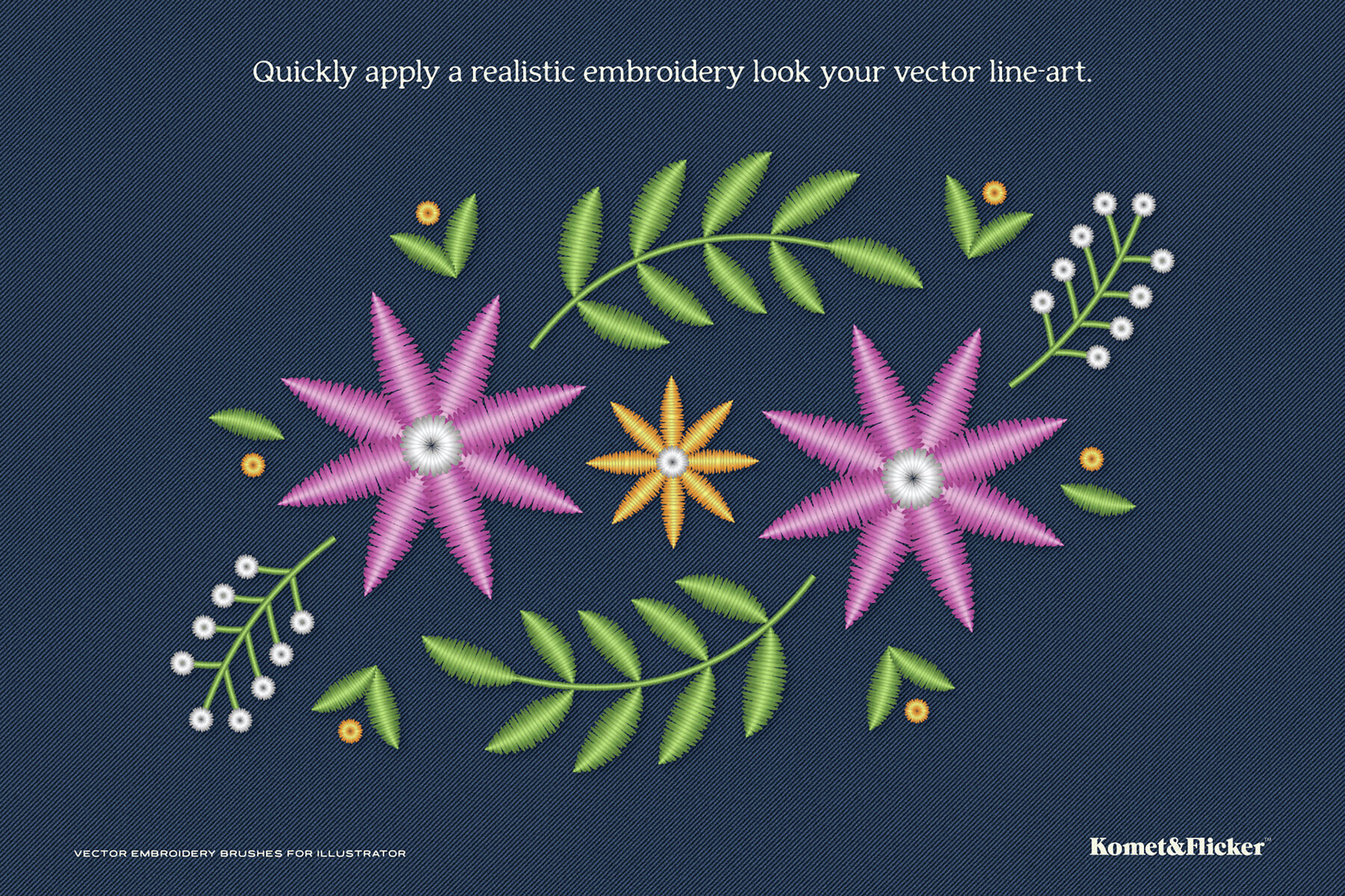 Vector Embroidery Brushes for Illustrator 3