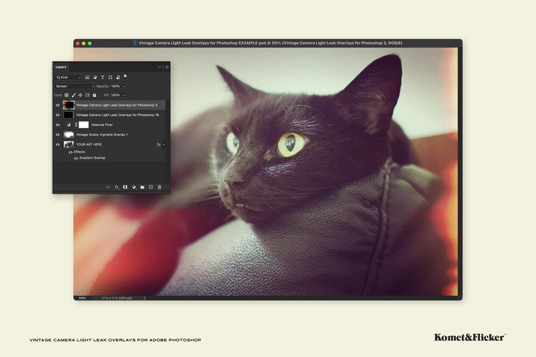Vintage Camera Light Leak Overlays for Photoshop 9