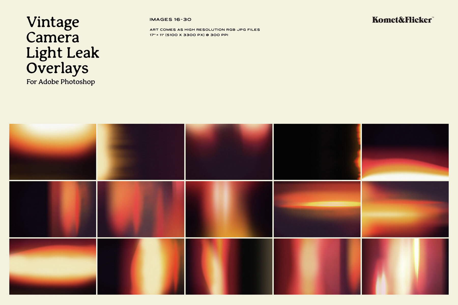 Vintage Camera Light Leak Overlays for Photoshop 11