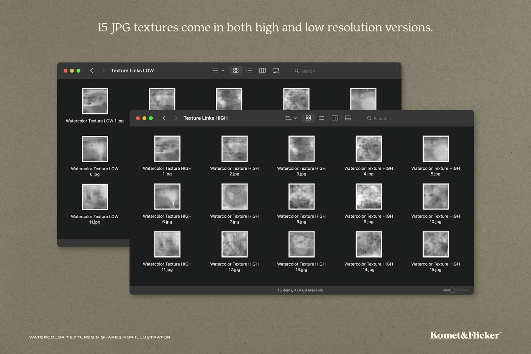 Watercolor Textures and Shapes for Illustrator 15