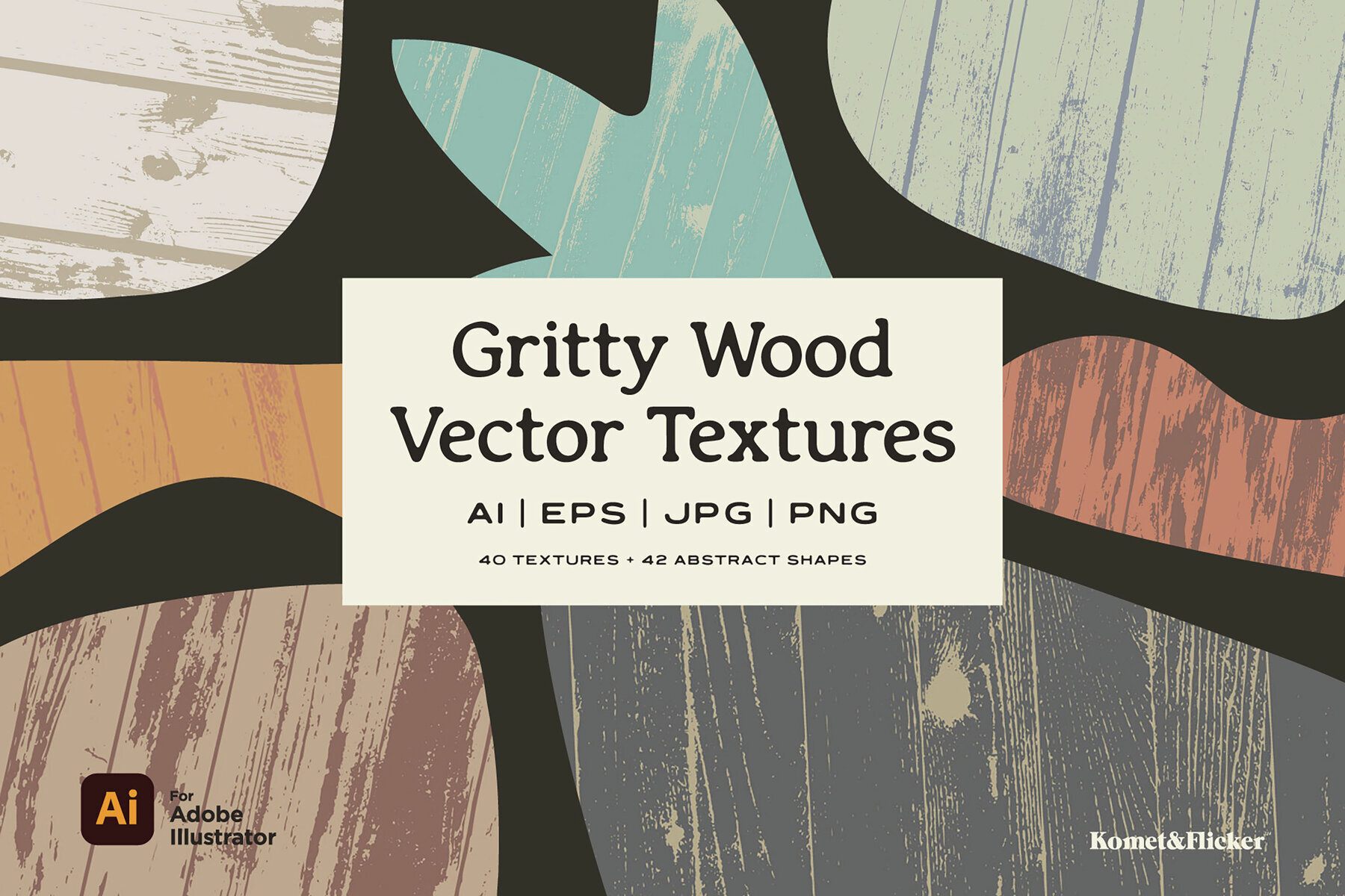 Gritty Vector Wood Textures for Illustrator 1