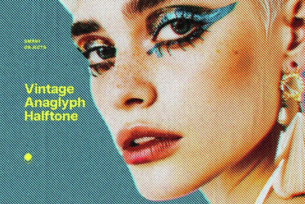 Vintage Anaglyph Halftone Effect 1