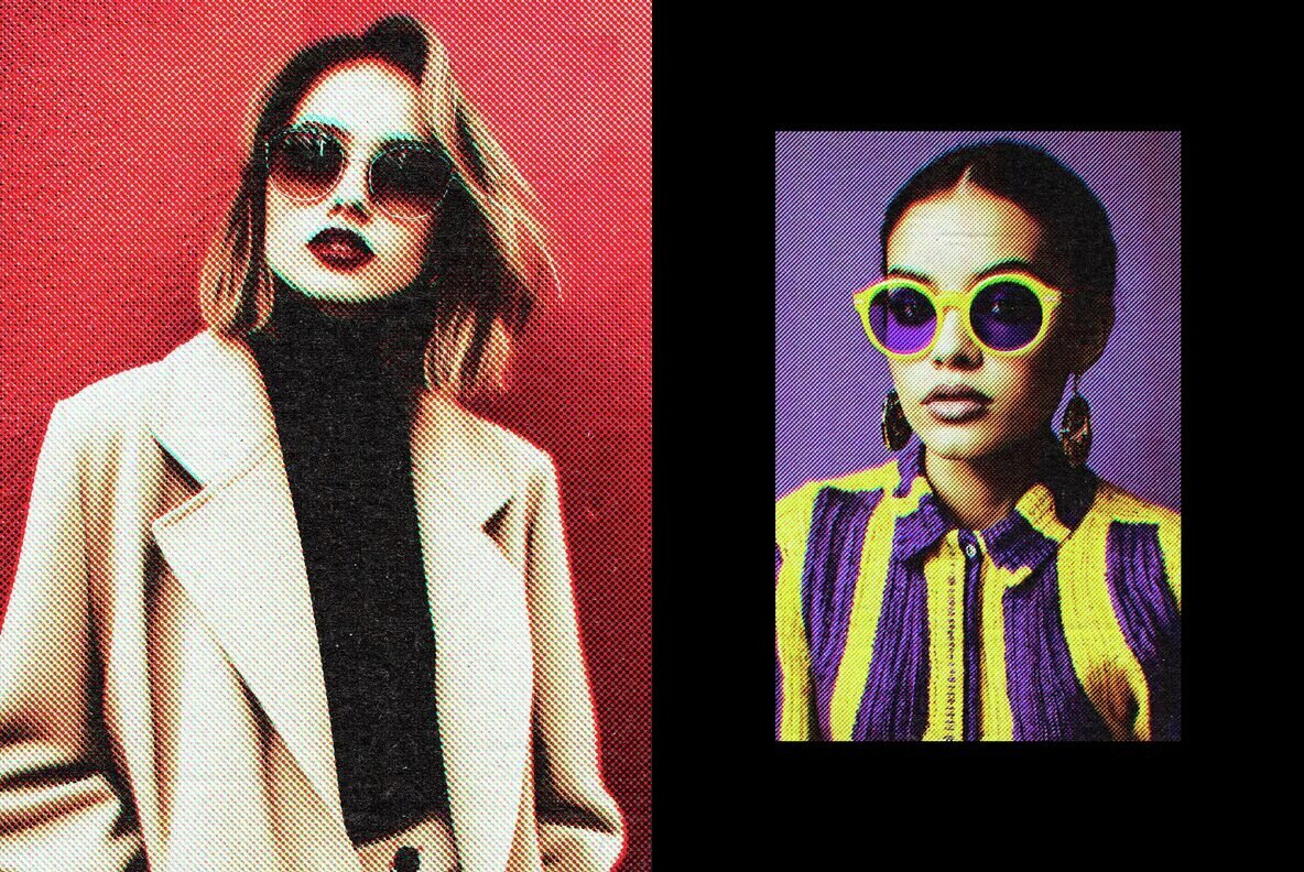 Vintage Anaglyph Halftone Effect 3