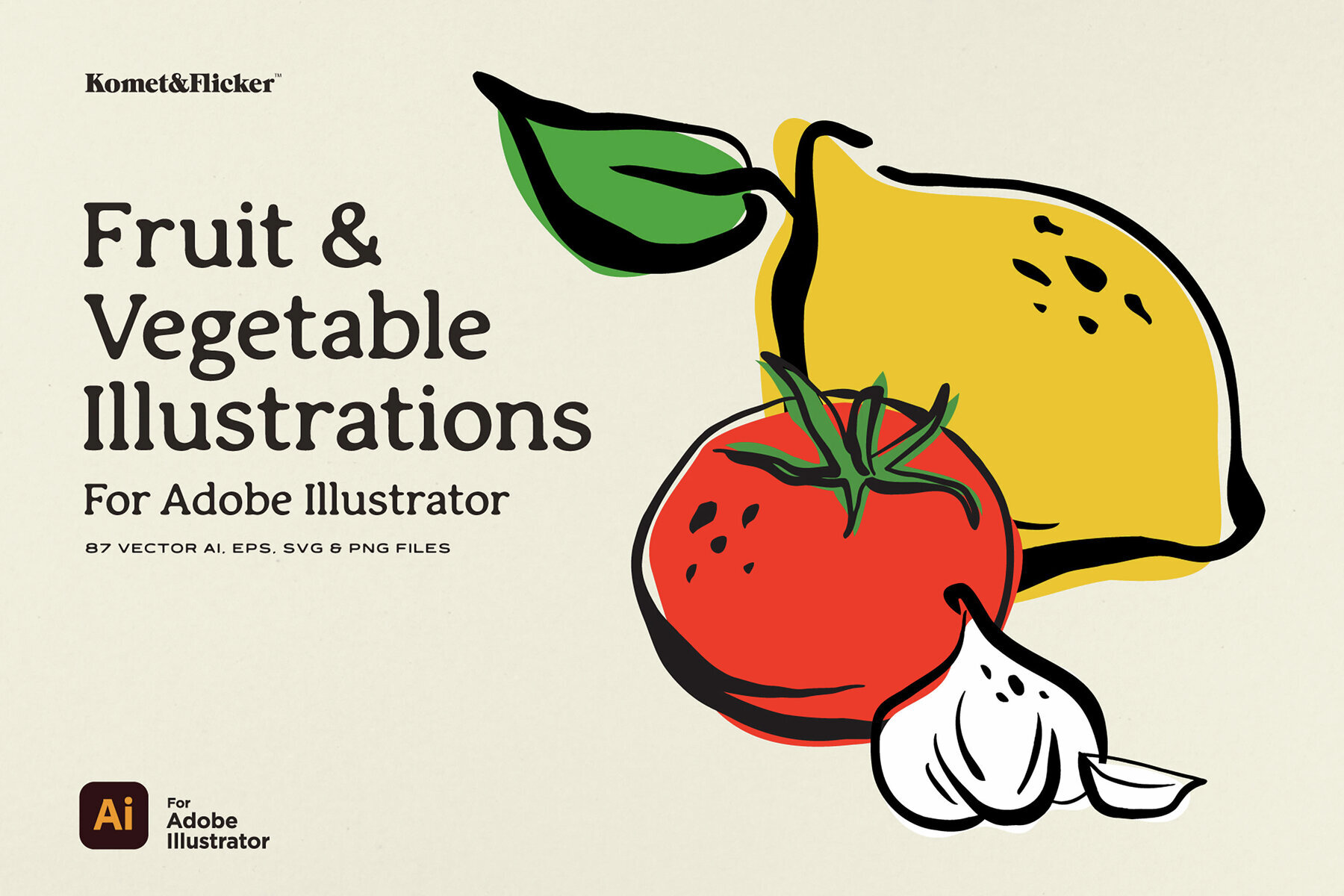 Fruit and Vegetable Vector Illustrations for Illustrator 1