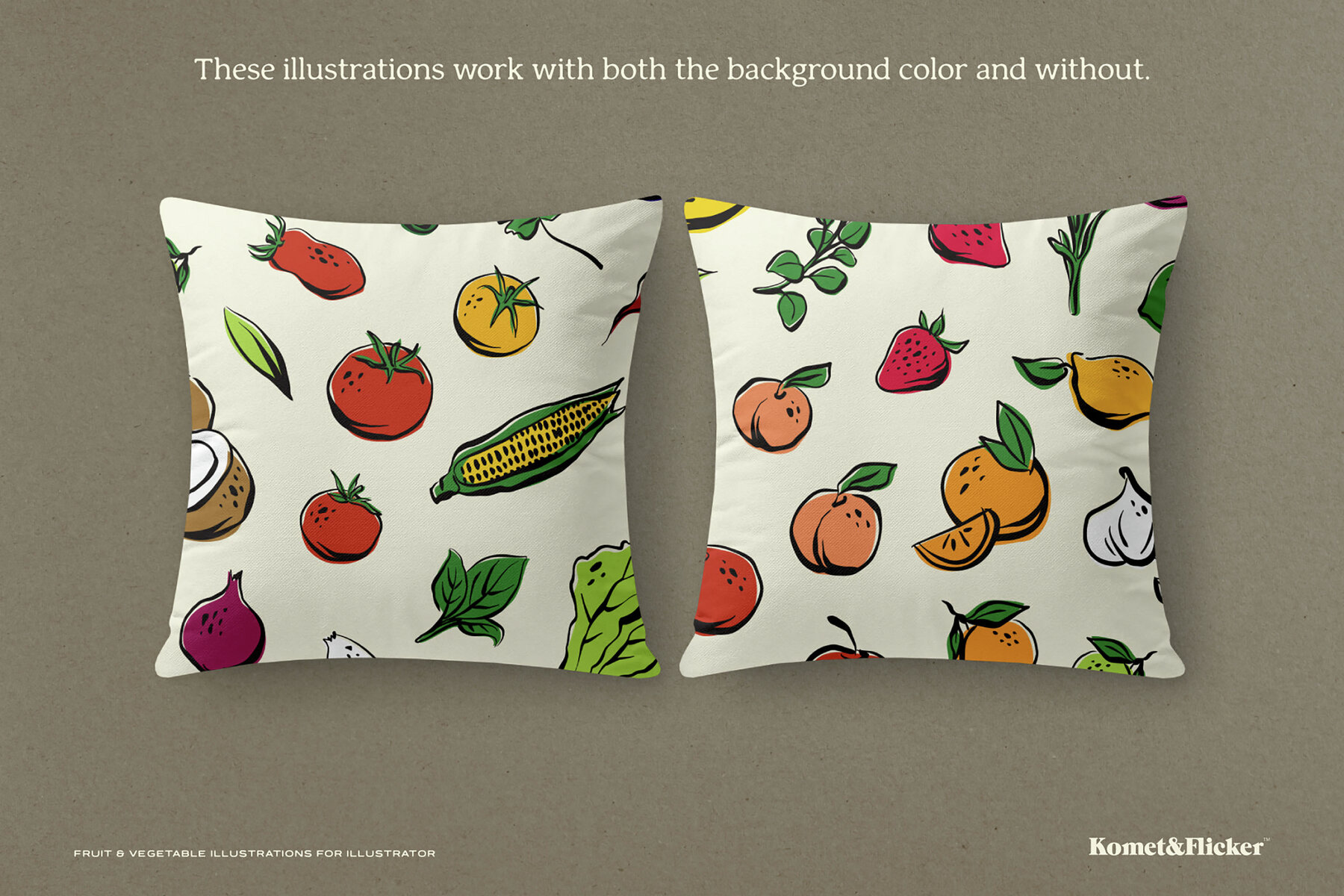 Fruit and Vegetable Vector Illustrations for Illustrator 6