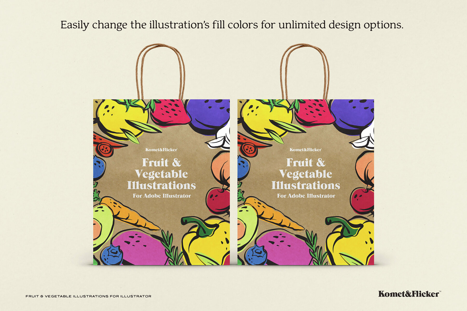 Fruit and Vegetable Vector Illustrations for Illustrator 8