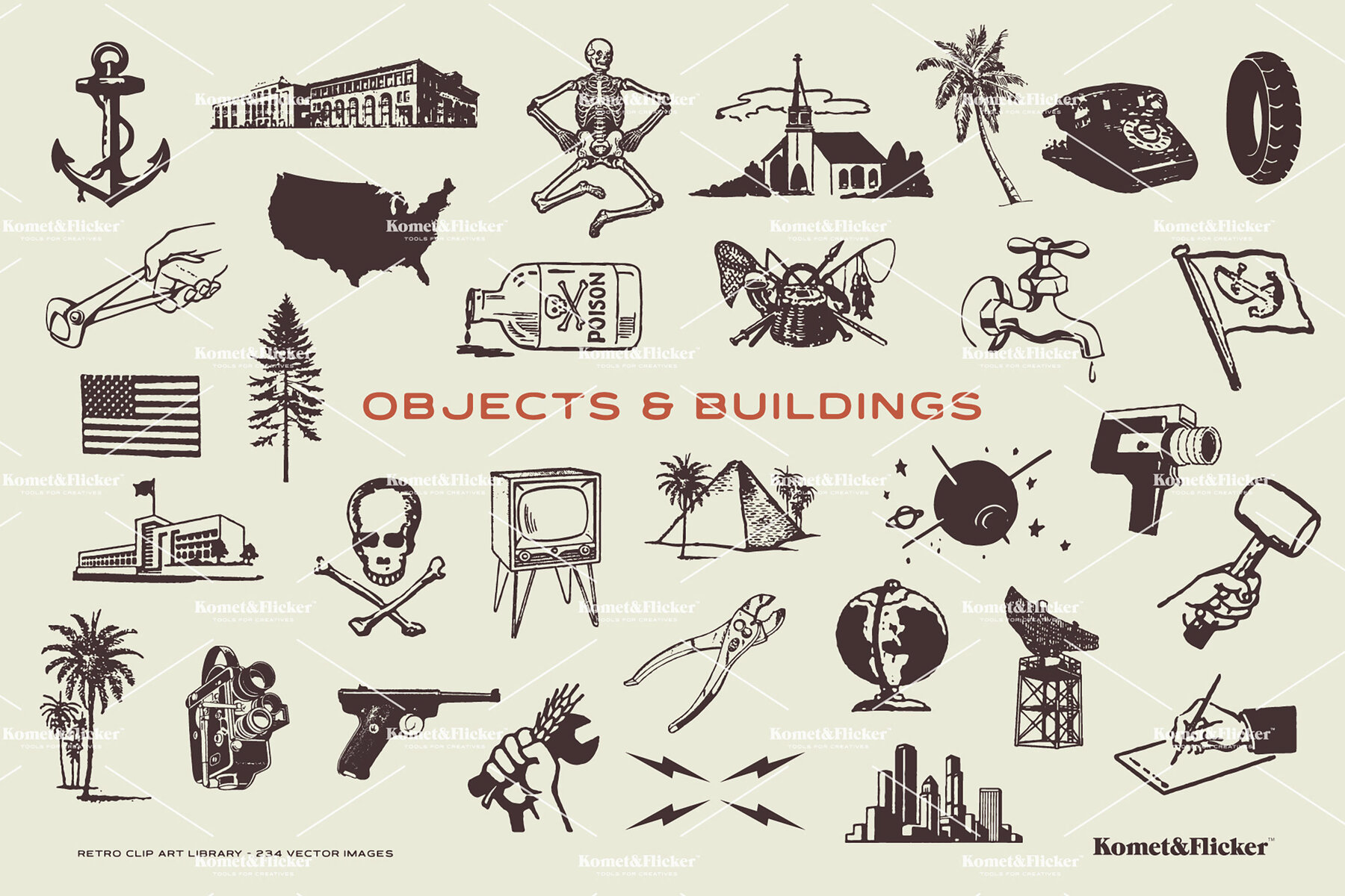 Retro Vector Clip Art Library 4