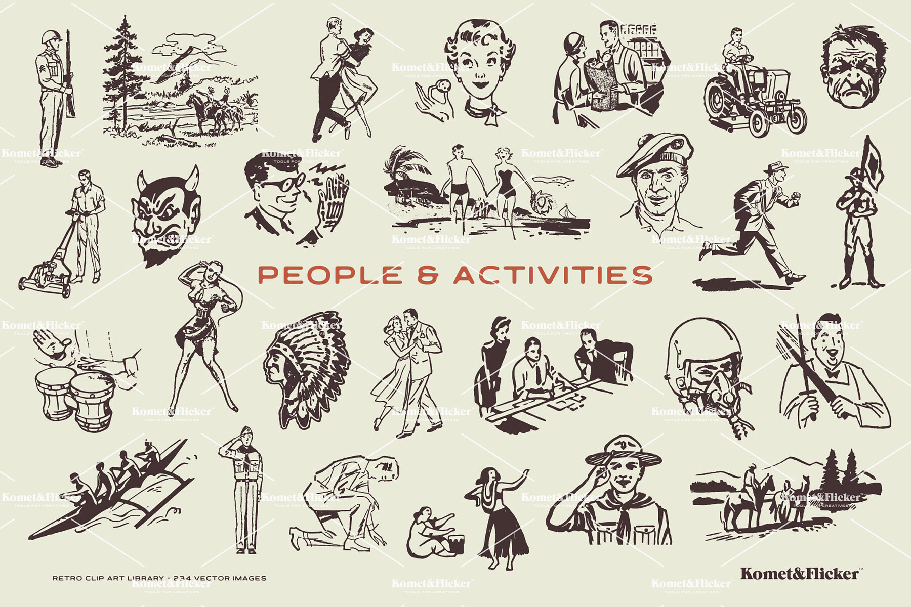 Retro Vector Clip Art Library 8