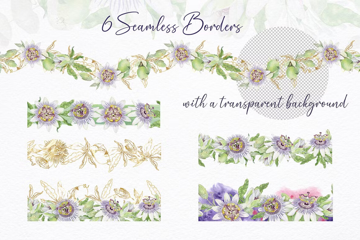 Passion Flower Watercolor Collection 9