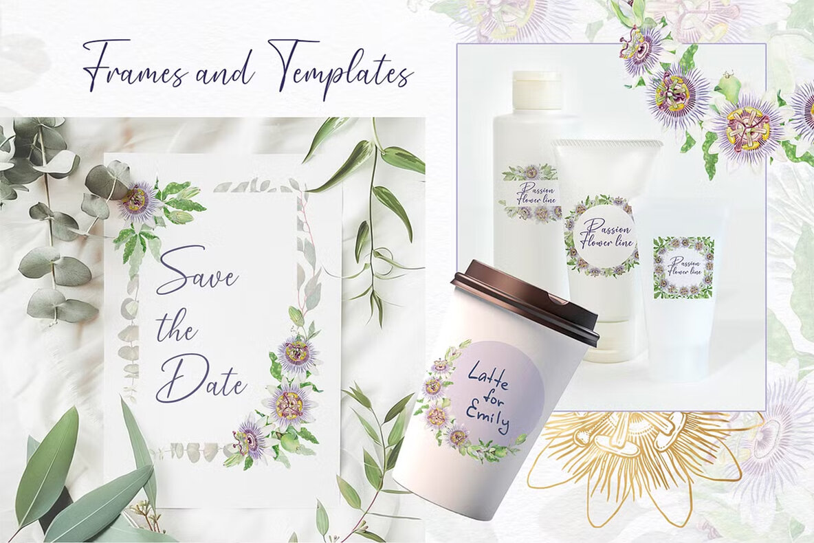 Passion Flower Watercolor Collection 10