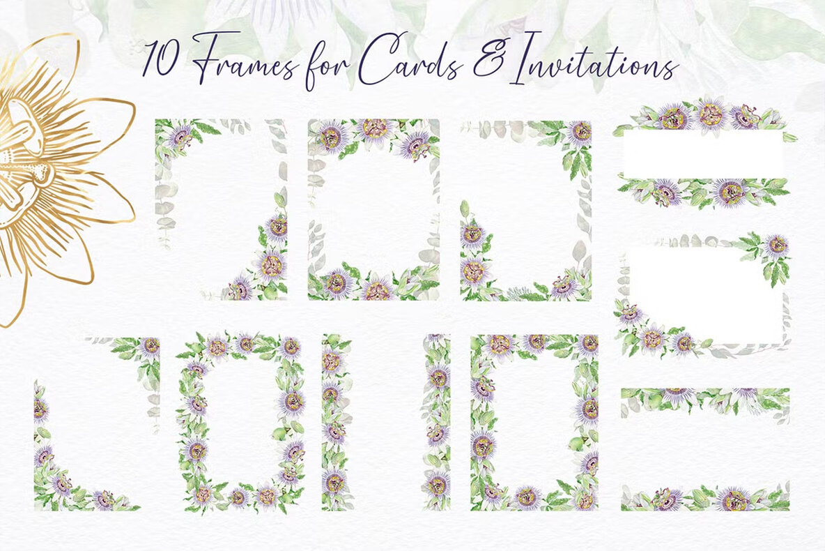 Passion Flower Watercolor Collection 11