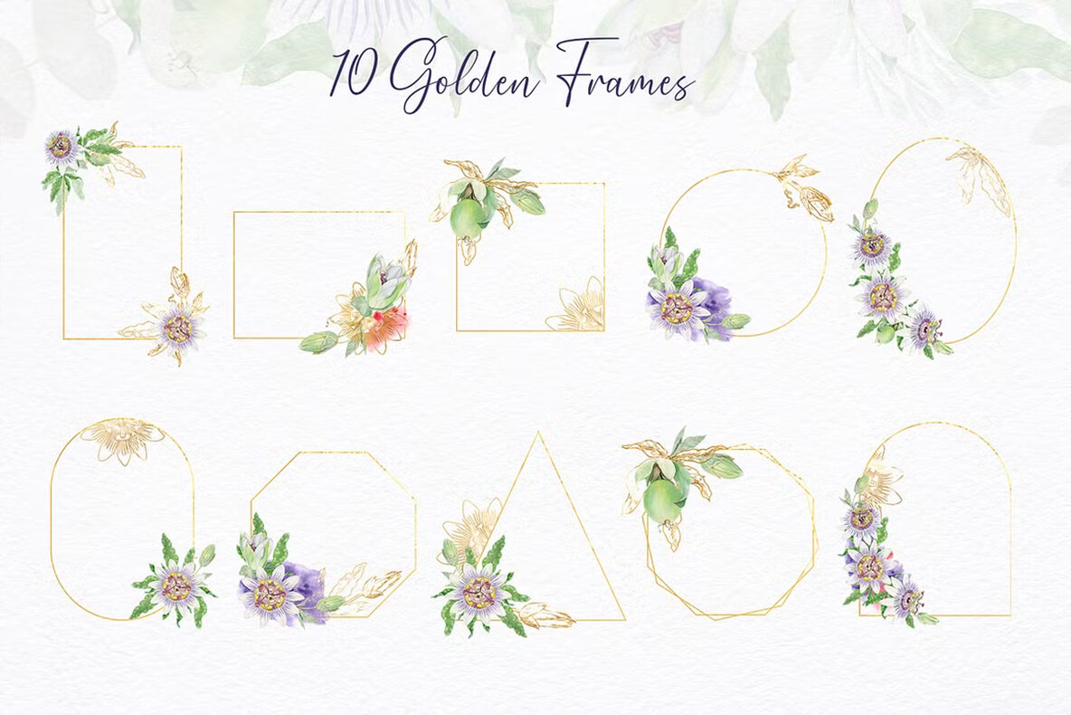 Passion Flower Watercolor Collection 12