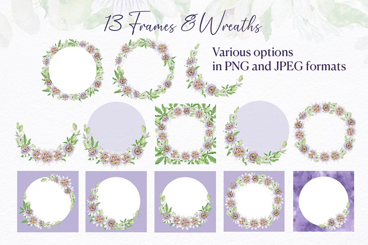 Passion Flower Watercolor Collection 13