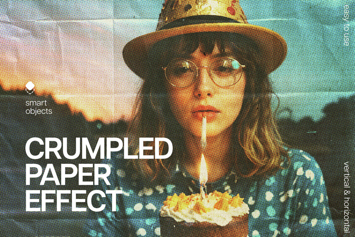 Halftone Crumpled Paper Photo Effect 1