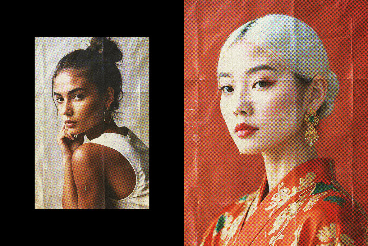 Halftone Crumpled Paper Photo Effect 4