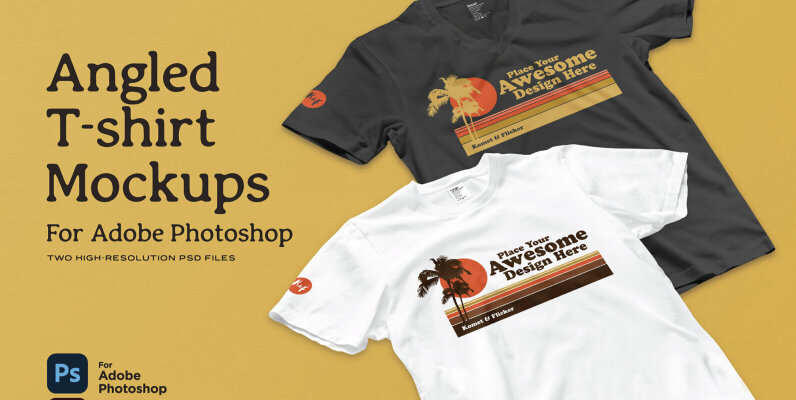 Angled T shirt Mockups for Photoshop