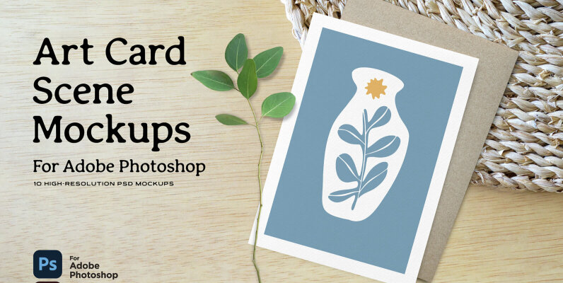 Art Card Scene Mockups for Photoshop