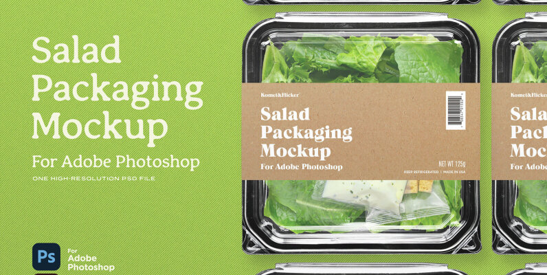 Salad Packaging Mockup for Photoshop