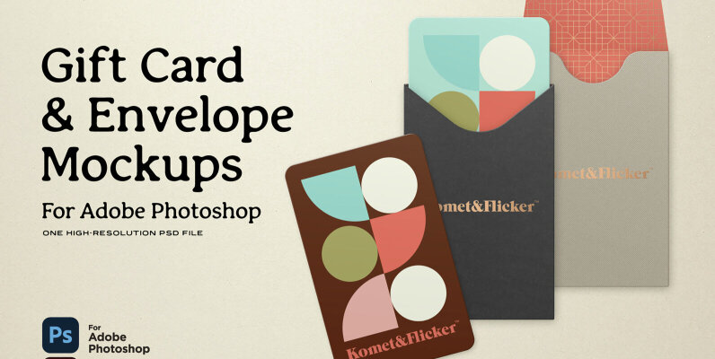 Gift Card   Envelope Mockups for Photoshop