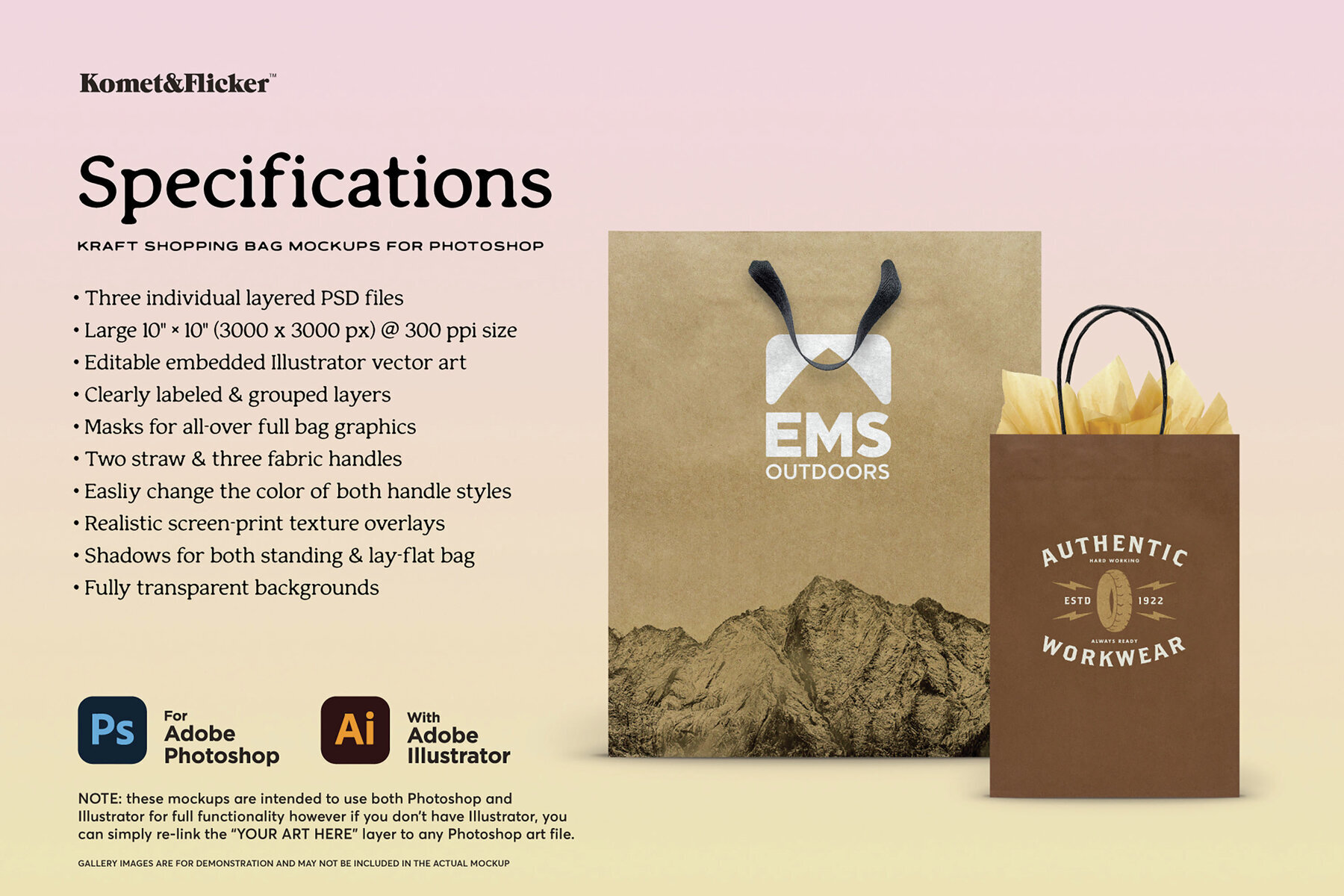 Kraft Shopping Bag Mockups for Photoshop 2