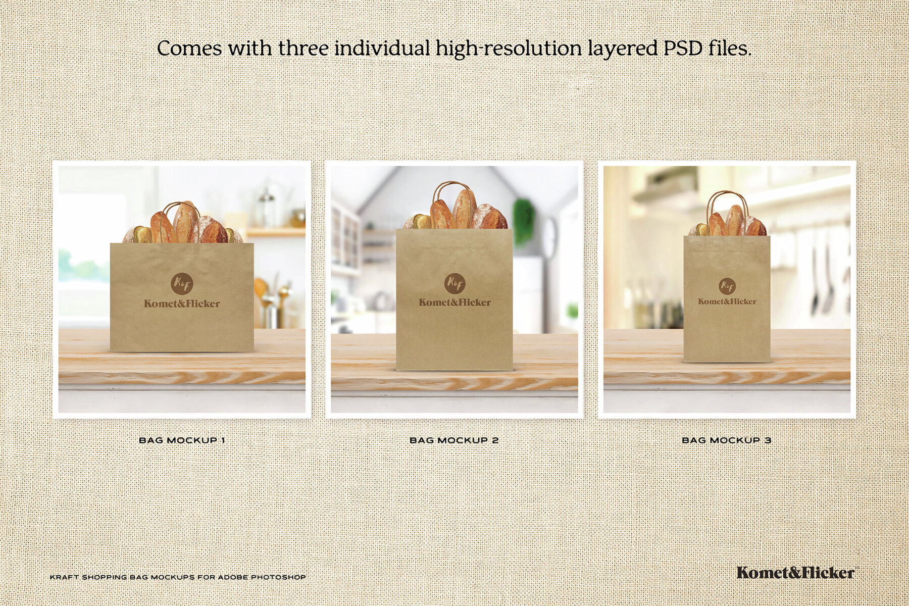Kraft Shopping Bag Mockups for Photoshop 3