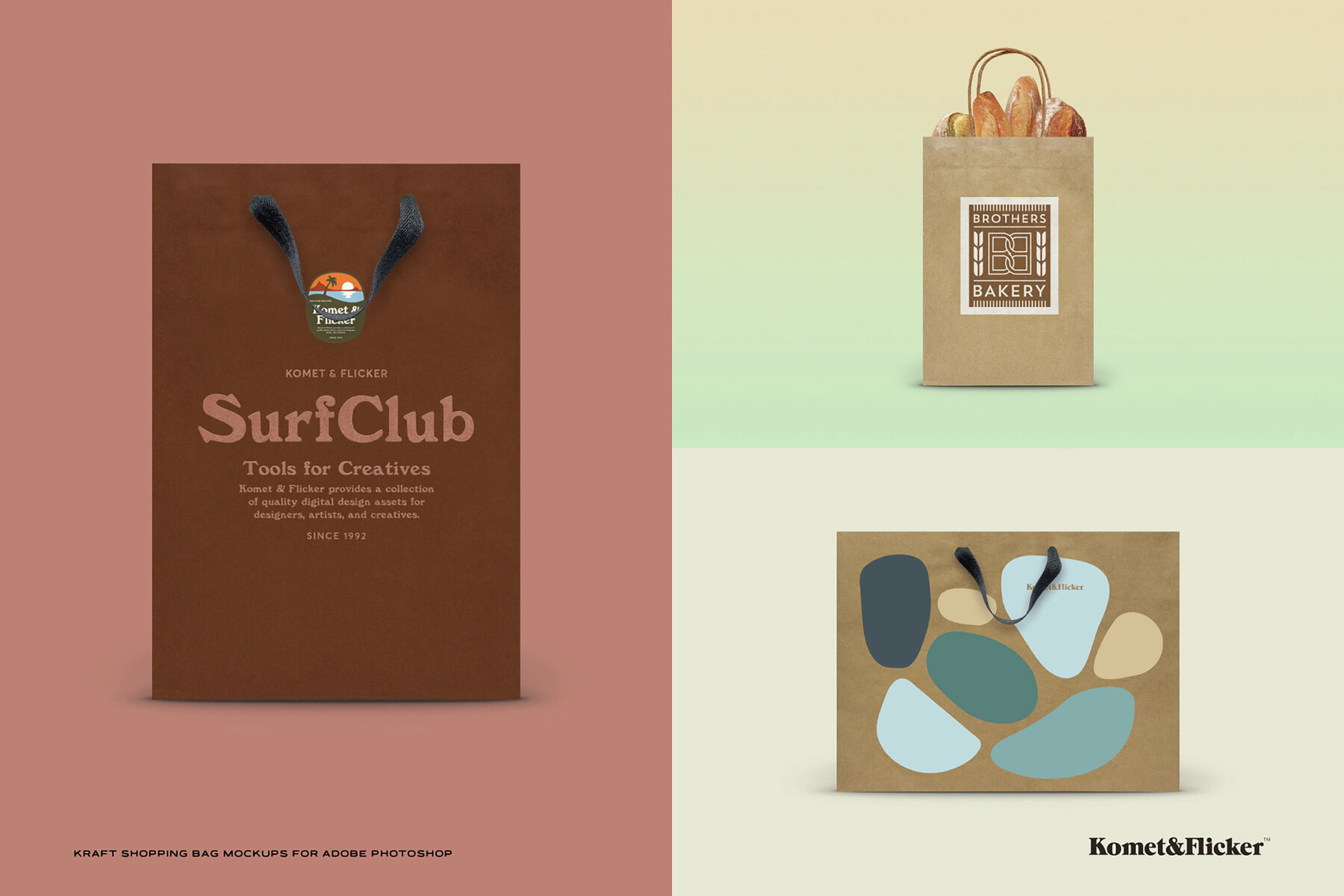 Kraft Shopping Bag Mockups for Photoshop 9